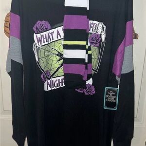 Tim Burton Nightmare Before Christmas Black and Purple Sweater M new